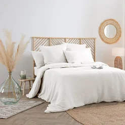 Housse de couette Linah - blanc - lin lavé 260x240 cm - Atmosphera