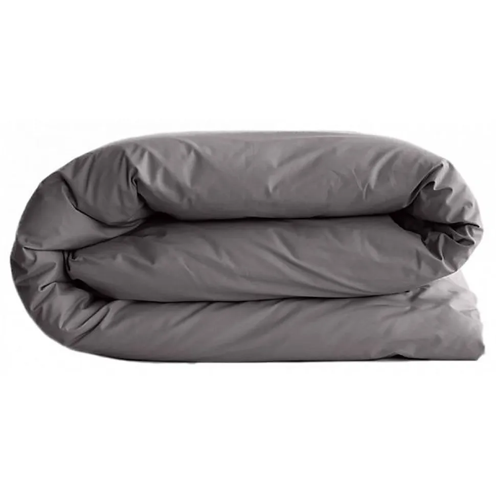 Housse de couette "Manoir" percale pur coton peigné longues fibres 80 fils/cm² Vent du sud - Ardoise - Housse de couette 140 x 200