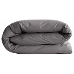 Housse de couette "Manoir" percale pur coton peigné longues fibres 80 fils/cm² Vent du sud - Ardoise - Housse de couette 240 x 220