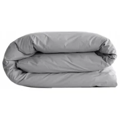 Housse de couette "Manoir" percale pur coton peigné longues fibres 80 fils/cm² Vent du sud - Acier - Housse de couette 260 x 240 c