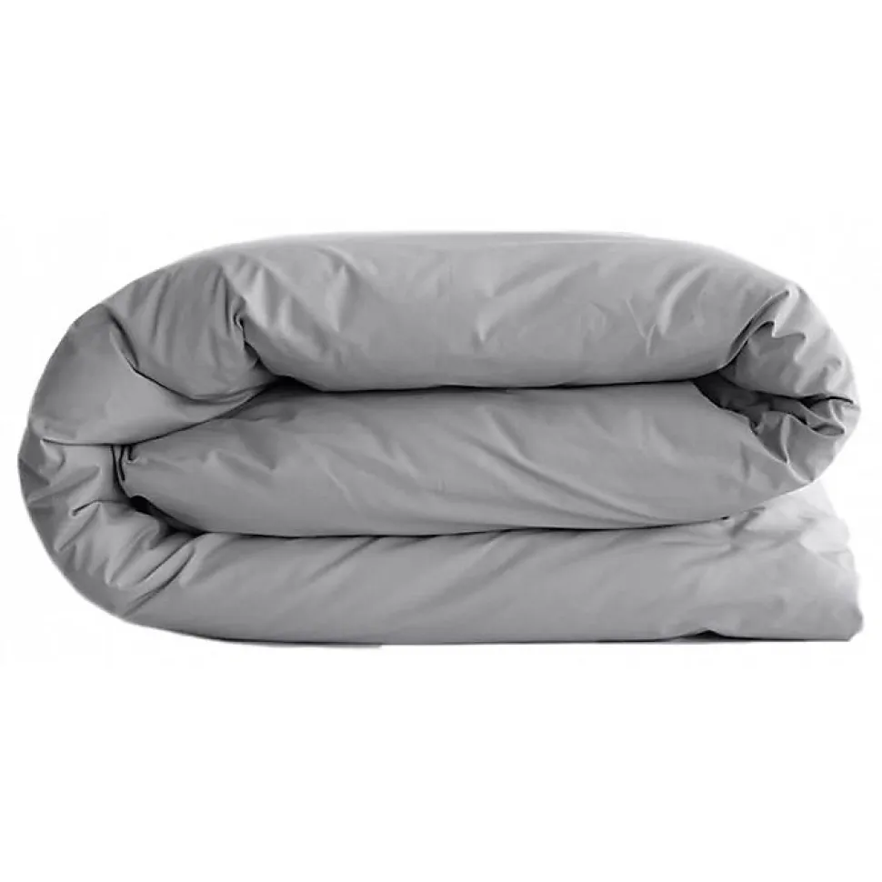 Housse de couette "Manoir" percale pur coton peigné longues fibres 80 fils/cm² Vent du sud - Acier - Housse de couette 260 x 240 c