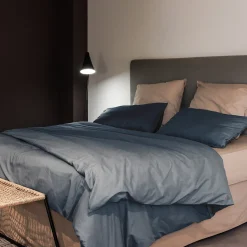 Housse de couette PALACE pur coton lavé 240x220 cm uni noir granit