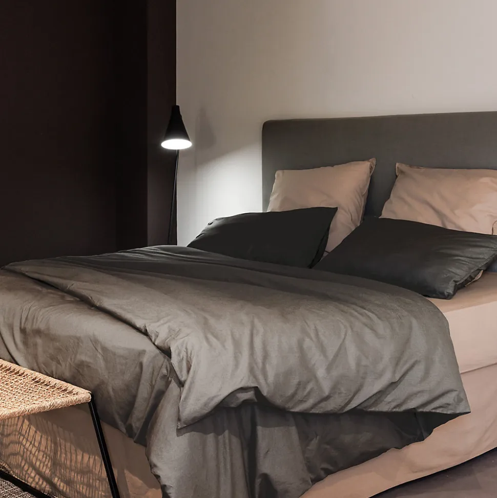 Housse de couette PALACE pur coton lavé 140x200 cm uni marron café