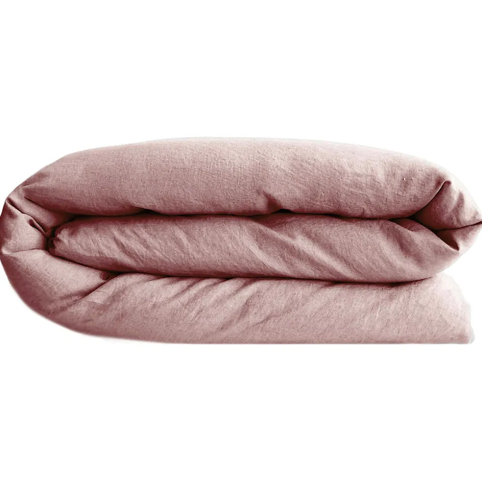 Housse de couette PALACE pur coton lavé 240x220 cm uni rose