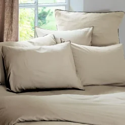 Housse de couette PALACE pur coton lavé 260x240 cm uni beige lin
