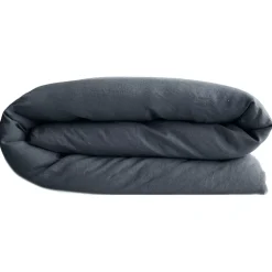 Housse de couette PALACE pur coton lavé 260x240 cm uni noir granit