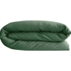 Housse de couette PALACE pur coton lavé 240x220 cm uni vert cedre