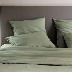 Housse de couette PALACE pur coton lavé 240x220 cm uni vert sauge