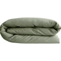 Housse de couette PALACE pur coton lavé 240x220 cm uni vert sauge