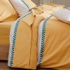 Housse de couette percale avec galon (240x220 cm - Jaune)