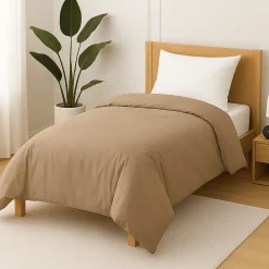 Housse de couette Polycoton Taupe - 1 personne 140 x 200 - 488-6