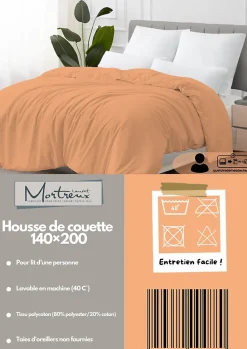 Housse de couette Polycoton Pêche - 1 personne 140 x 200 - 488-3