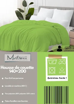 Housse de couette Polycoton Verte - 1 personne 140 x 200 - 488-2