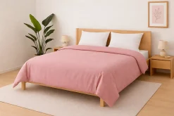 Housse de couette Polycoton Rose - 2 personnes 220 x 240 - Toutes saisons - MORTREUX