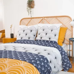 Housse de couette réversible 200x200 KERITA + 2 taies 100% coton adouci 57 fils/cm2