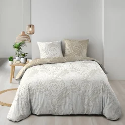 Housse de couette réversible 260 x 240 cm coton 57 fils Cassia