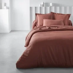 Housse de couette TODAY Essential - 220 x 240 cm - 2 personnes - 100% Coton uni - Terracotta