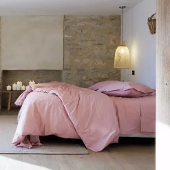 Housse de couette uni 280x240 cm percale de coton MANOIR Rose
