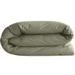 Housse de couette uni 240x220 cm percale de coton MANOIR vert Mousse