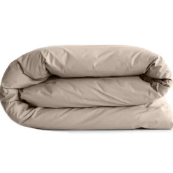 Housse de couette uni 140x200 cm percale de coton MANOIR beige Lin