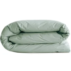 Housse de couette uni 280x240 cm percale de coton MANOIR vert Lichen