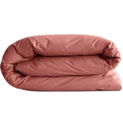 Housse de couette uni 280x240 cm percale de coton MANOIR rose Pêche
