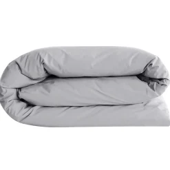 Housse de couette uni 200x200 cm percale de coton MANOIR gris Acier