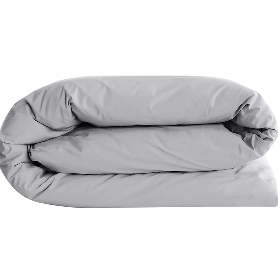 Housse de couette uni 200x200 cm percale de coton MANOIR gris Acier