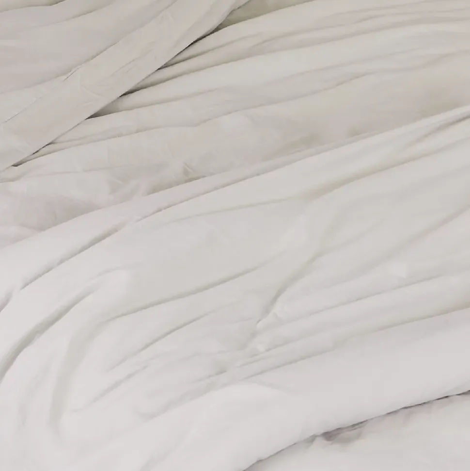 Housse de couette unie en coton Lavé (200x200 cm - Gris Galet)