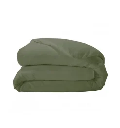 Housse de couette unie en percale de coton (200x200 cm - Vert Olive)