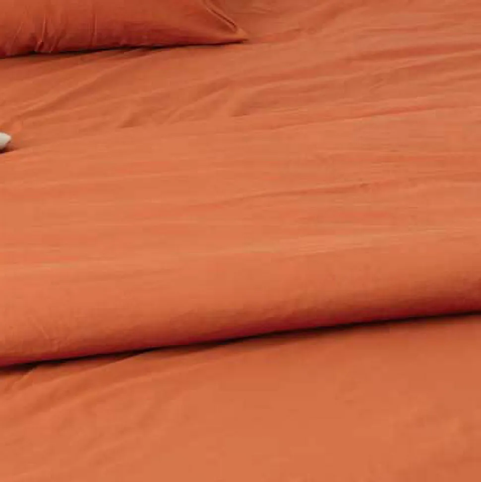 Housse de couette unie en coton Lavé (240x220 cm - Cuivre)