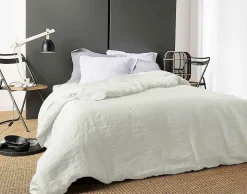 Housse de Couette Unie en Lin (240x220 cm - Ivoire)