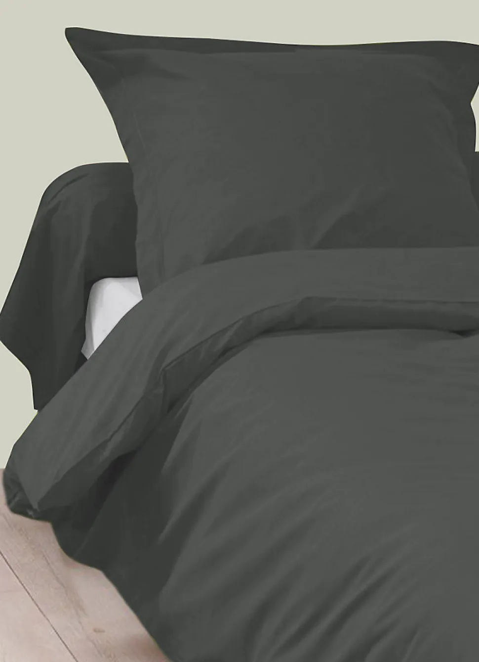 Housse de Couette Unie en 100 % Coton (260x240 cm - Gris anthracite)