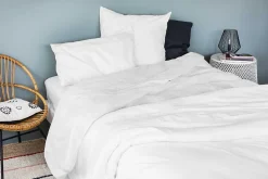 Housse de couette unie en coton Lavé (260x240 cm - Blanc)