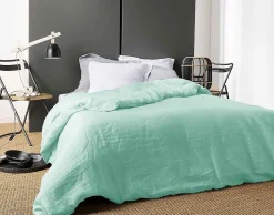 Housse de Couette Unie en Lin (240x220 cm - Vert d'eau)