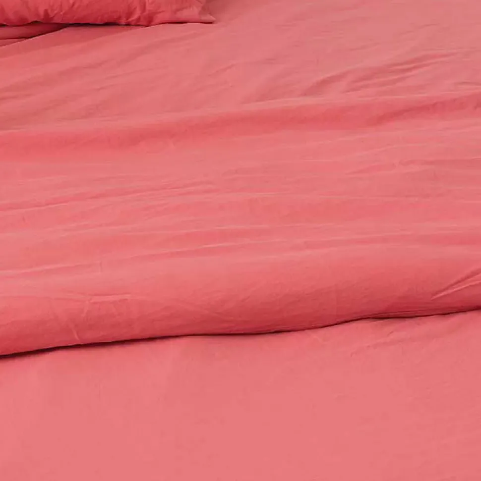 Housse de couette unie en coton Lavé (260x240 cm - Rose)