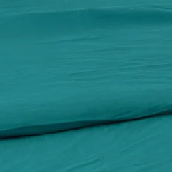 Housse de couette unie en coton Lavé (140x200 cm - Bleu)