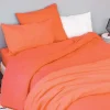Housse de couette unie en coton Lavé (200x200 cm - Orange corail)