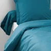 Housse de Couette Unie en 100 % Coton (240x220 cm - Bleu Paon)