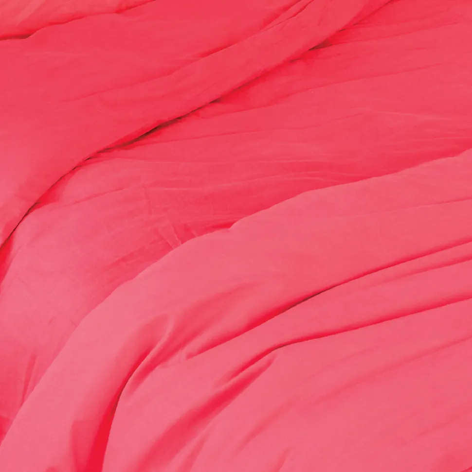 Housse de couette unie en coton Lavé (200x200 cm - Rouge)