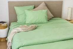 Housse de couette unie en coton Lavé (260x240 cm - Vert clair)