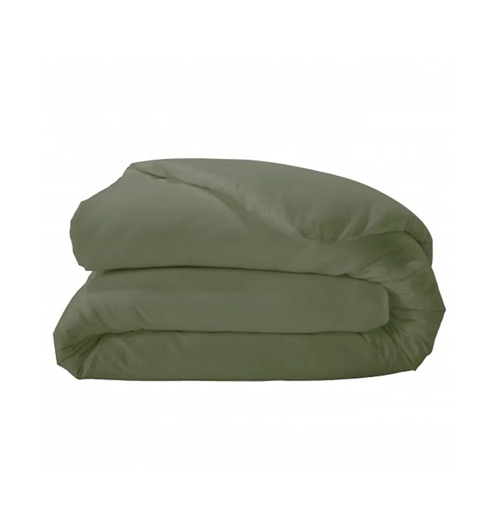 Housse de couette unie en percale de coton (260x240 cm - Vert Olive)