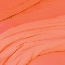 Housse de couette unie en coton Lavé (140x200 cm - Orange corail)