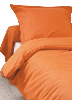 Housse de Couette Unie en 100 % Coton (200x200 cm - Orange corail)