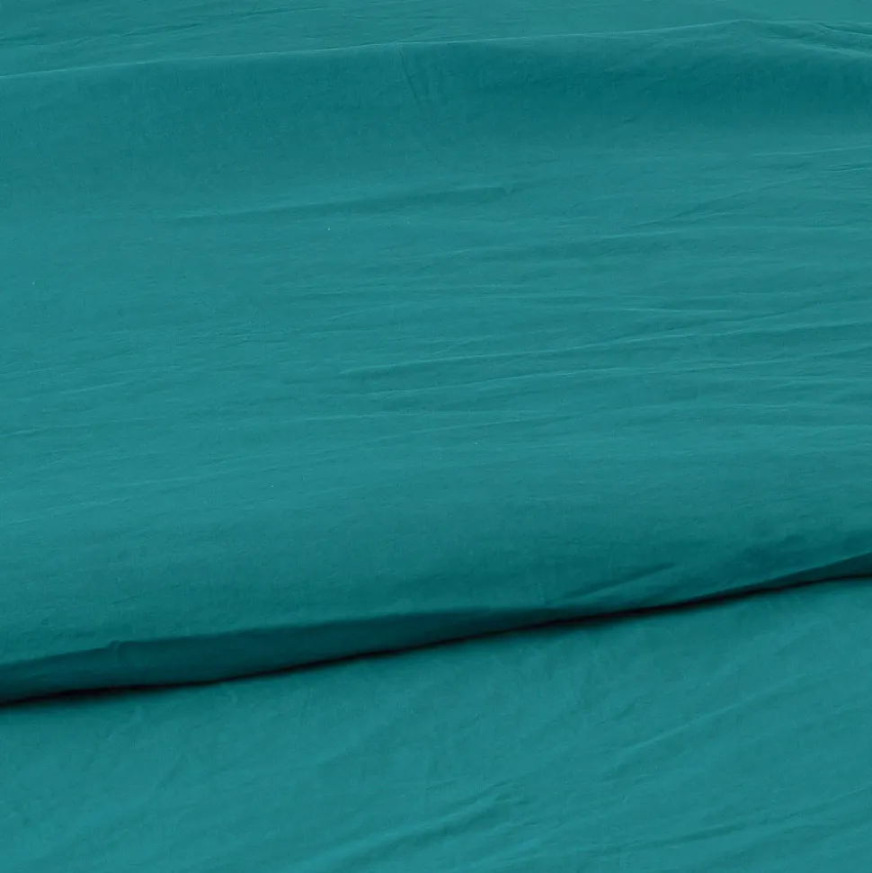 Housse de couette unie en coton Lavé (260x240 cm - Bleu)
