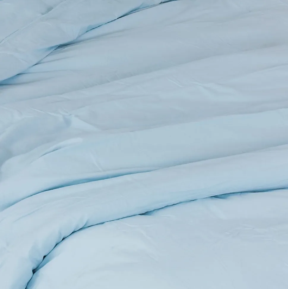 Housse de couette unie en coton Lavé (200x200 cm - Bleu ciel)