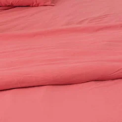 Housse de couette unie en coton Lavé (200x200 cm - Rose)