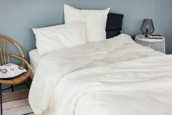 Housse de couette unie en coton Lavé (140x200 cm - Ivoire)