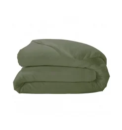 Housse de couette unie en percale de coton (300x240 cm - Vert Olive)