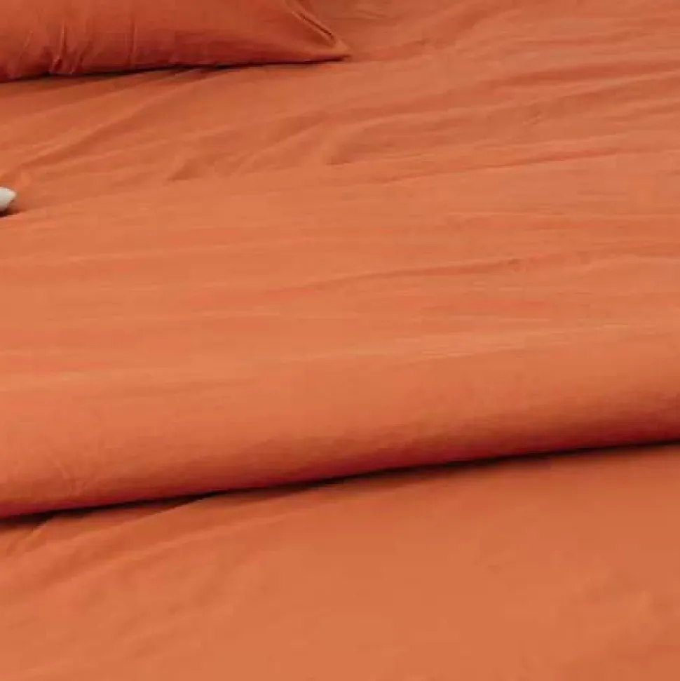 Housse de couette unie en coton Lavé (140x200 cm - Cuivre)